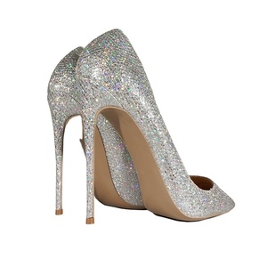 Escarpins sexy à talons aiguilles pour femme, à bout pointu, argentés scintillants, légers et respirants, pour mariage et soirée, grande taille, été - Product Image 5