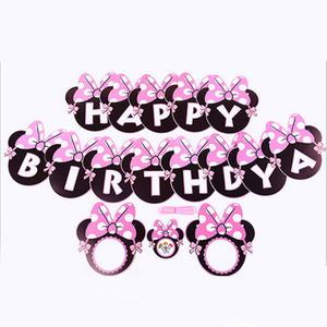 11 ans de fournisseur de fête vente en gros Offre Spéciale Mini souris fille bande dessinée <span class=keywords><strong>anniversaire</strong></span> décoration bannière Baby Shower toile de fond bannière - Product Image 2