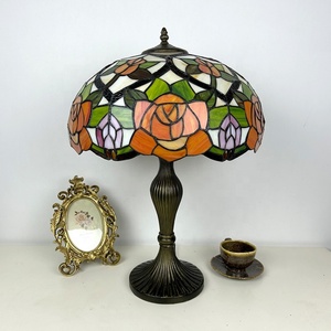 LongHuiJing 16 Inch Stained Glass Rose Floral European Table Lamp LED Desk Lamp Flexible Simple AC - Product Image 5