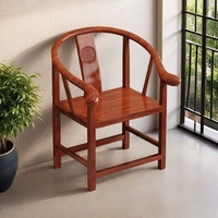 Chaise de thé de style chinois antique en chêne massif avec accoudoirs circulaires BTDC007 pour salon de thé ou salle à manger