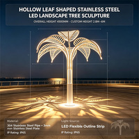 Sculpture paysagère LED en acier inoxydable 304, motif feuille creuse, IP65, éclairage extérieur pour parcs, places, zones touristiques en bord de mer