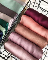 Nouveau Foulard Châle Plissé en Crêpe de Satin Uni pour Femmes Malaisiennes, Hijab en Soie Plissée pour Femmes Musulmanes