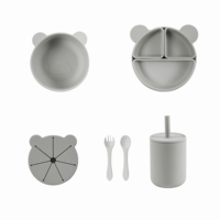 Nouveau bol d'alimentation alimentaire divisé Silicone bébé plats enfant dîner aspiration bébé Silicone vaisselle assiette bol ensemble avec couvercle tasse à bec