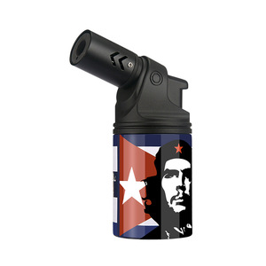 Encendedor a prueba de viento de 1 llama recargable con combustible de butano, diseño personalizado para encender cigarros y cigarrillos - Product Image 1