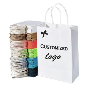 Kraft Paper Bags With Your Own Personal Logo Shopping Gift Paper Bags 2024 Factory Customized Offset Printing Shoes Clothing