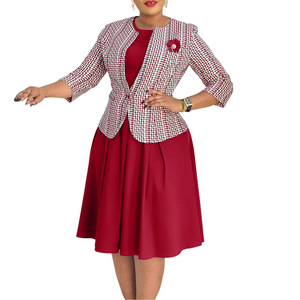 Conjunto de Traje para Mujer, Blazer a Cuadros, Vestido Azul Marino, Tallas S, M, L, XL, XXL, Estilo Casual, Elegante, para el Trabajo, Moda de Europa, América y África - Product Image 5