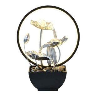 Fontaine d'eau de bureau en métal avec éclairage LED pour la décoration de la maison, salon - Product Image 5