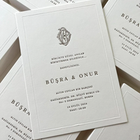 Cartes d'invitation de mariage personnalisées en papier coton de luxe, imprimées en typographie, gaufrées, débossées, avec bordure déchirée à la main, élégantes et simples
