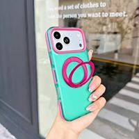 Coque de téléphone antichoc de luxe au design populaire 2026, colorée, avec anneau métallique pour recharge sans fil à 360° pour iPhone 17 Pro Max