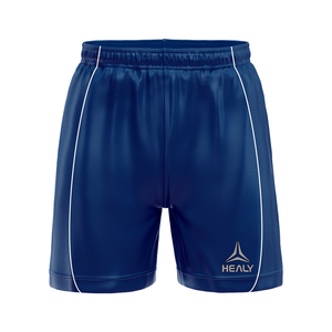 Shorts de football/soccer unisexe à séchage rapide, rayures classiques, respirants, logo avant, bleu, haute qualité, entraînement d'équipe, 100% coton - Product Image 1