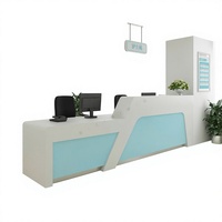 Bureau de réception en forme de L, design moderne, logo personnalisé, respectueux de l'environnement, pour bureau à domicile, hôpital, école, comptoir en bois