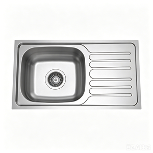 Évier à cuve unique encastrable avec guide d'eau intégré, rainure incurvée et pointe ovale segmentée - Product Image 3