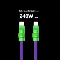 Câble de charge USB Type-C de haute qualité 240W, 1,5m, conducteur en cuivre pur, gaine en silicone souple, pour le chargement de téléphones et tablettes au bureau