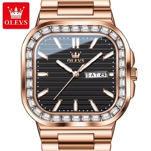 Nhà Máy Nóng Bán Olevs 9966 Người Đàn Ông Đồng Hồ Rose Gold Kim Cương Quay Số Sang Trọng Cổ Tay Đồng Hồ Cho Nam Giới Thời Trang Tuần Ngày Đồng Hồ Người Đàn Ông Reloj - Product Image 1