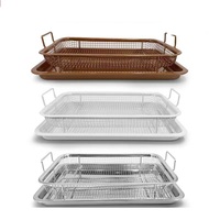 Assadeira de Cobre Antiaderente para Forno com Cesto Elevado de Malha para Crocantes e Cesto para Frituras