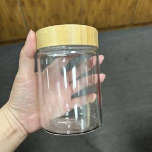 SIGH-Jarra de almacenamiento de borosilicato con tapas, recipiente de vidrio personalizado para dulces de cocina con tapa de madera atornillada - Product Image 3