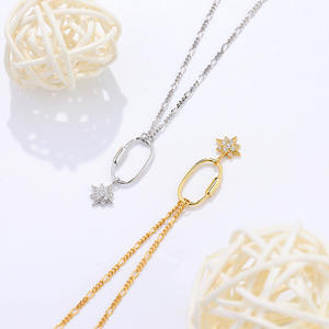 Collier étoile à huit Awn en zircon de luxe léger en argent sterling niche féminine collier court de mode ins européen et américain - Product Image 1