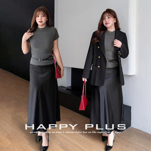 Falda de satén de cintura alta Runqi N9314 para mujer, color liso, talla grande, estilo primavera para ir al trabajo - Product Image 3