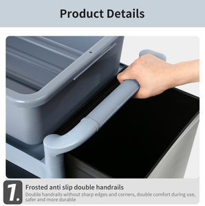 Chariot de service de nettoyage à 3 niveaux en plastique pour hôtel, restaurant, cuisine, <span class=keywords><strong>vaisselle</strong></span>, chariot de rangement mobile avec roues verrouillables - Product Image 3
