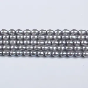 8-9ミリメートルGray Color Freshwater Pearl Oval Baroque Rice Shape Pearls For Bracelet Earrings Necklace