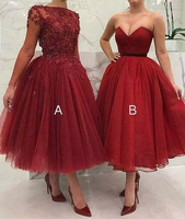 Appliques Africain Pas Cher Plus La Taille Personnalisé Invité De Mariage Fête À Manches Longues Bourgogne Robe De Demoiselle D'honneur MB405