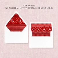 Enveloppes en papier à motif tricoté de Noël, motif rennes rouges et blancs, impression UV, 8 tailles (A7, A6, A2), cartes de vœux et d'invitation pour les fêtes