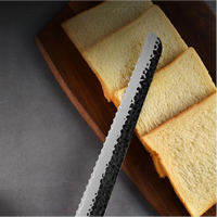 Couteau à pain de chef de cuisine professionnel de qualité supérieure de 10 pouces, en acier Damas 9Cr, avec manche en bois d'ébène