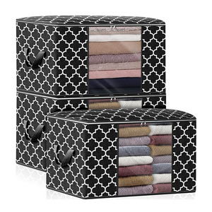 100L Foldable Reinforced Handle clear Window Sturdy Zippers Storage Containers for Large Blanket Clothes Bedding Comforters