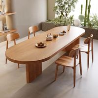 Ensemble de table à manger en bois de noyer, design moderne et simple, rectangulaire, coins arrondis, personnalisable, pour la maison, le restaurant, le café, 6 places