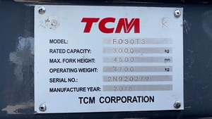 รถยกดีเซล TCM FD30 รับน้ำหนัก 3000 กก. เทคโนโลยีญี่ปุ่น กำลังยกสูง 3-4.5 ม. เสากระโดงสูง สำหรับยกวัสดุหนัก - Product Image 6