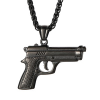 Collier en acier inoxydable avec pendentif pistolet de la série Golden M1911