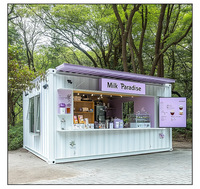 Conteneur maritime modulaire mobile en structure acier, conception personnalisée pour usage commercial, pour café et salon de thé