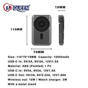 Batterie externe magnétique portable 3 en 1 personnalisée de 22,5 W, 10 000 mAh avec support, chargeur sans fil, batterie externe pour téléphone et montre - Product Image 2