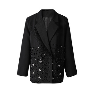 Heavy Industry Design Damen Herbst New Elegant Perlen Lange Jacke Quaste Feder Nische Leichter Luxus Casual <span class=keywords><strong>Coat</strong></span> - Product Image 6
