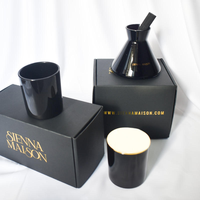 Diffuseur de parfum en verre noir brillant personnalisé de luxe 200 ml avec de grands bâtonnets et boîte