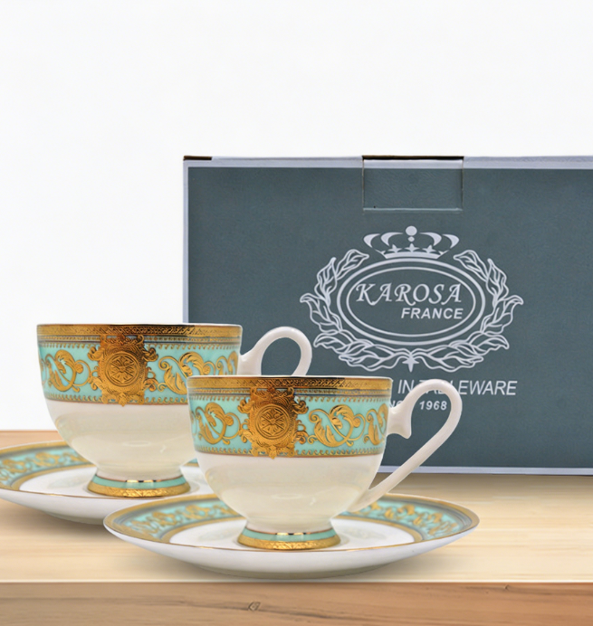 Yun cui-juego de regalo de dos tazas y dos platillos