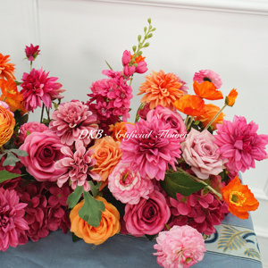 Thiết Kế Mới Phổ Biến Nhân Tạo Hoa Runner Chất Lượng Cao 60Cm-200Cm Màu Hồng Lụa Rose Flower Runner Bàn Đám Cưới - Product Image 4