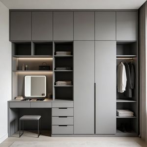 <span class=keywords><strong>Armadio</strong></span> Moderno Grigio in Legno con <span class=keywords><strong>Ante</strong></span> <span class=keywords><strong>a</strong></span> Battente <span class=keywords><strong>a</strong></span> <span class=keywords><strong>Specchio</strong></span>, Cassetti e Appendiabiti per Camera da Letto - Product Image 1