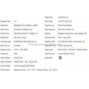 A043FW05 V4 AUO Module LCD à cristaux liquides Panneau LCD 4.3 pouces 480*272 RGB + SPI Panneau d'affichage LCD d'origine - Product Image 2