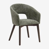 Chaise de salle à manger et de café en velours, style nordique moderne, avec pieds en bois et structure métallique, design évidé, pour hôtels et restaurants