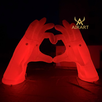 Arche Gonflable Lumineuse Colorée avec Souffleur d'Air pour Décoration de Mariage et Anniversaire, Entrée Gonflable en Forme de Main pour Festival de Musique