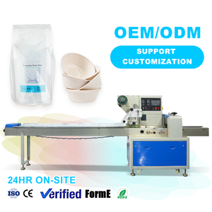 Automatic Multifunctional Film Wrapping Flow <b>Wrap</b> Paper Cups <b>Plastic</b> Bowls Pack Pillow Rolling Packing Packaging Machine - Product Image 1