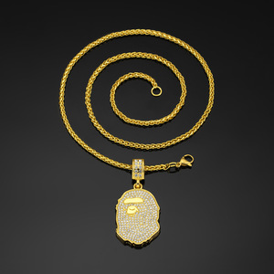 Collier pendentif tête de singe en zircon complet, nouveau design, vente en gros, bijoux pour hommes style hip-hop, accessoires de scène quotidiens, approvisionnement en vrac - Product Image 5