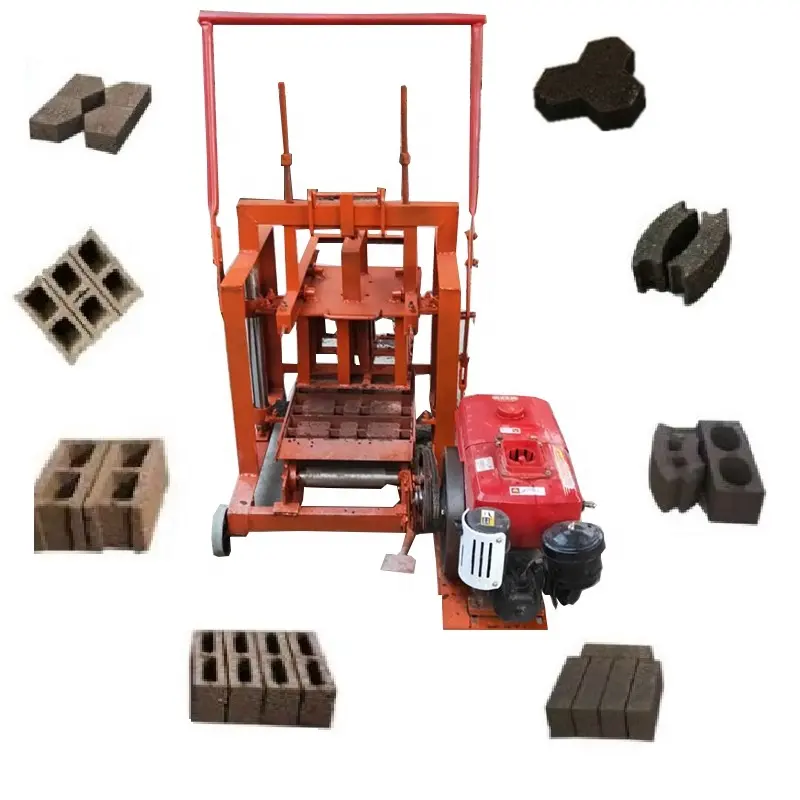 Moveable cement brick block making machine hollow block maker 2-45 diesel egg laying concrete block machine