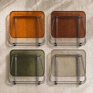 Tavolino Laterale Pieghevole in Acrilico, Tavolino <span class=keywords><strong>da</strong></span> Caffè Minimalista Impilabile per <span class=keywords><strong>Soggiorno</strong></span> e Camera <span class=keywords><strong>da</strong></span> Letto - Product Image 2