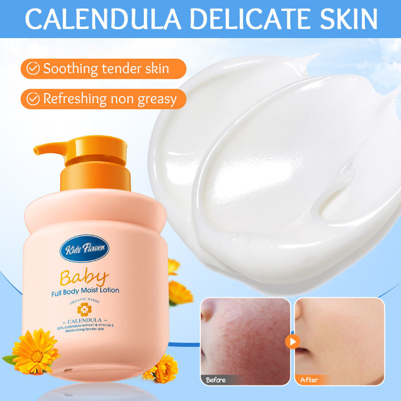 ORANGLES Calendula Vitamin E Baby Skincare Set – Gentle Cleansing & Moisturizing Face Cream Lotion for Kids & Sensitive Skin - high resolution display - Image 2 of 4 | perfect for office | California | Free Shipping ORANGLES