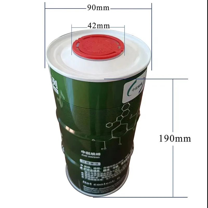 1L Tight Head Round Motor Oil Tin Can with Plastic Spout 1 Liter Engine Oil Tin for Lubricant Paint Brake Fluid