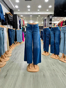 Jeans a Zampa d'Elefante <span class=keywords><strong>Bianchi</strong></span> con Stampa Leopardata da Donna, Vita Alta, <span class=keywords><strong>Pantaloni</strong></span> in Denim Casual per Feste - Product Image 2