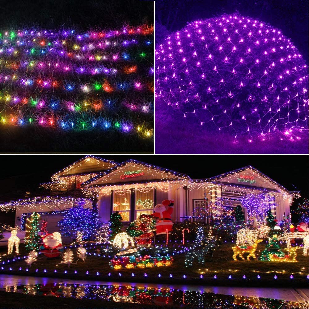 commercial outdoor indoor decor fairy curtain multicolor red green yellow fish hanging decorate ceiling rgb led net light