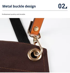 Biểu Tượng Tùy Chỉnh Không Tay Vải Nhà Bếp Nhà Hàng Làm Việc Tạp dề Cho Nam Giới Và Phụ Nữ Tinh Khiết Màu Đen Đầu Bếp Bồi Bàn Tạp dề Với Túi - Product Image 5